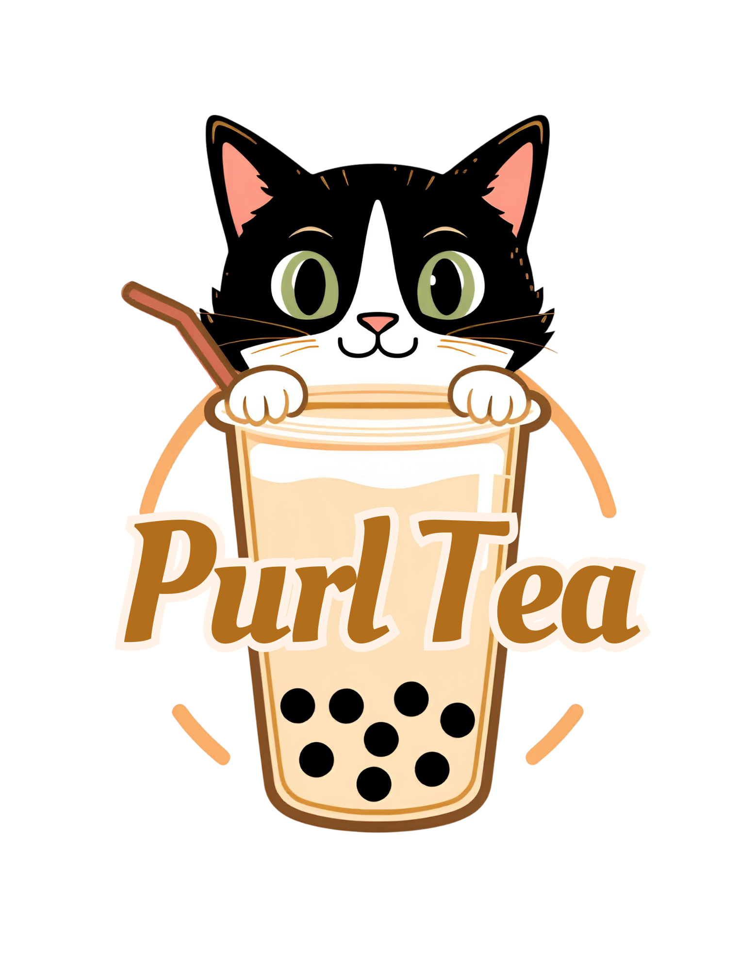 Whimsical BobaPaws Logo with Peeking Cat.png